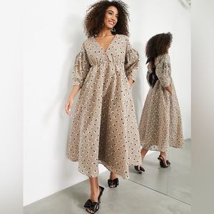 ASOS EDITION Bow Back Midi Dress in Embroidered Daisy